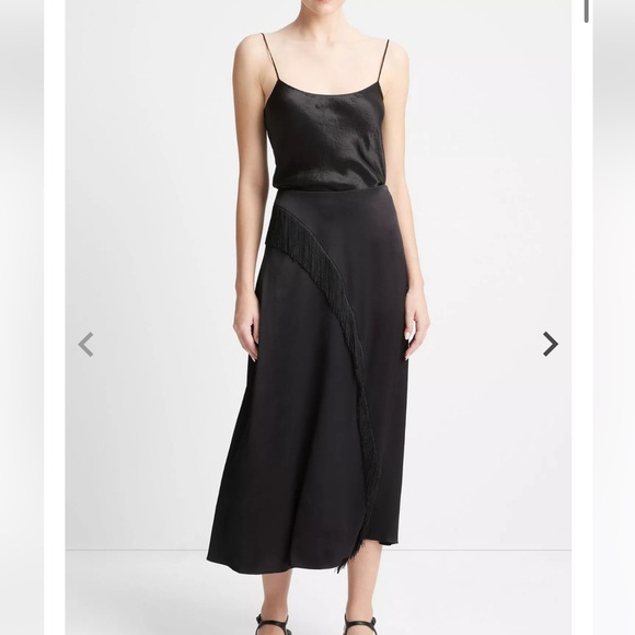Vince Dresses & Skirts - Vince Fringe Draped Asymmetric A-Line Skirt Black Size 2 NWT